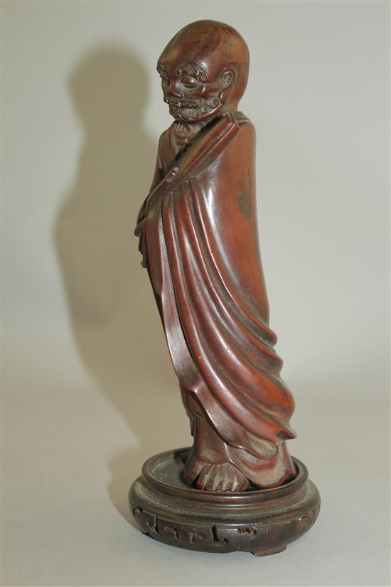 A Chinese hardwood figure of Luohan, 19th century, 18cm